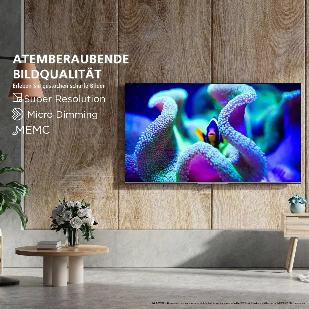 JVC LT-55VUQ3455 55 Zoll 4K UHD Fernseher mit Super Resolution, Micro Dimming und MEMC